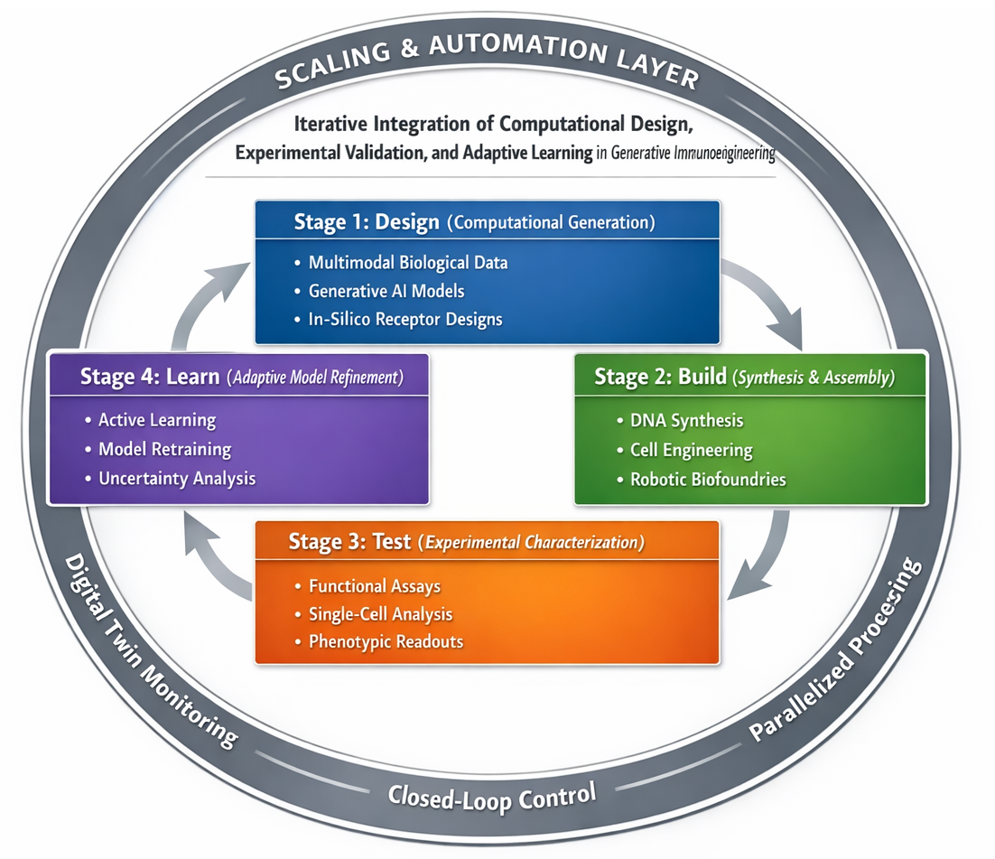 Figure 3: <p>The closed-loop DBTL pipeline for generative immunoengineering.</p>