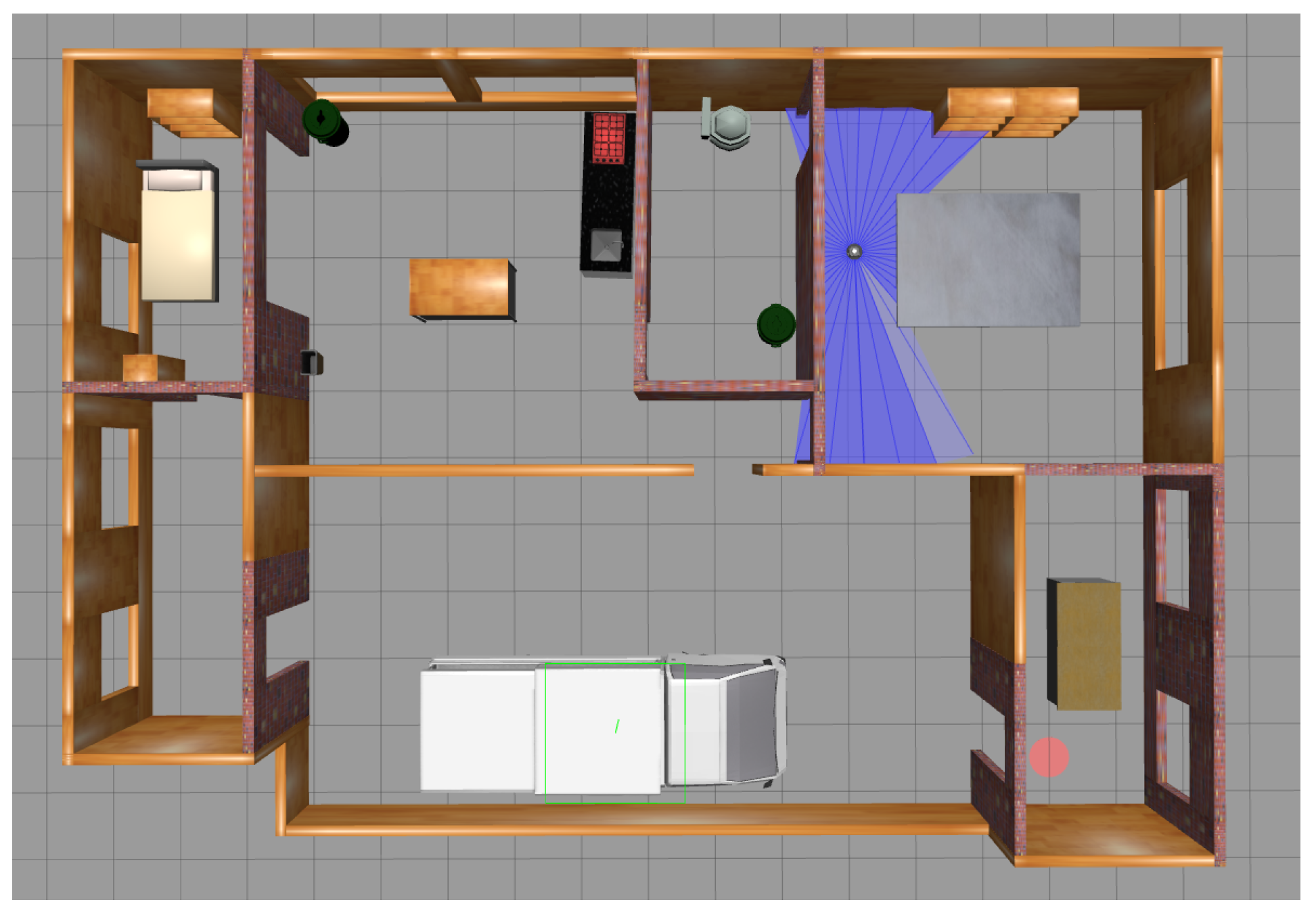 Figure 8: Stage 5 (
            
              
                
                  15
                  ×
                  10
                
              
            
           m) features larger dimensions than seen during training to verify the generalizability of the agent.
