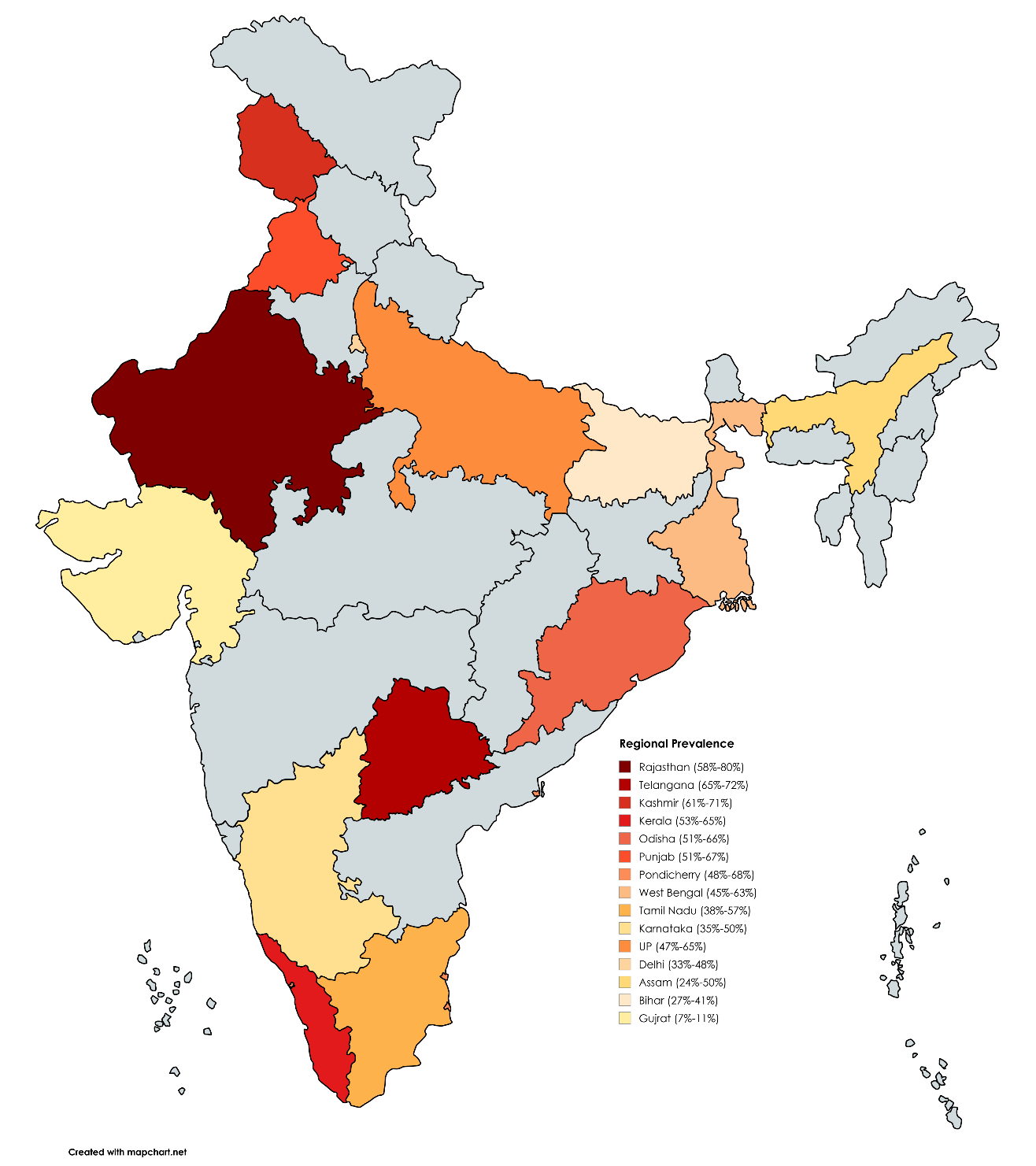 Figure 3: <p>Distribution of <em>Helicobacter pylori</em> infection across India.</p>