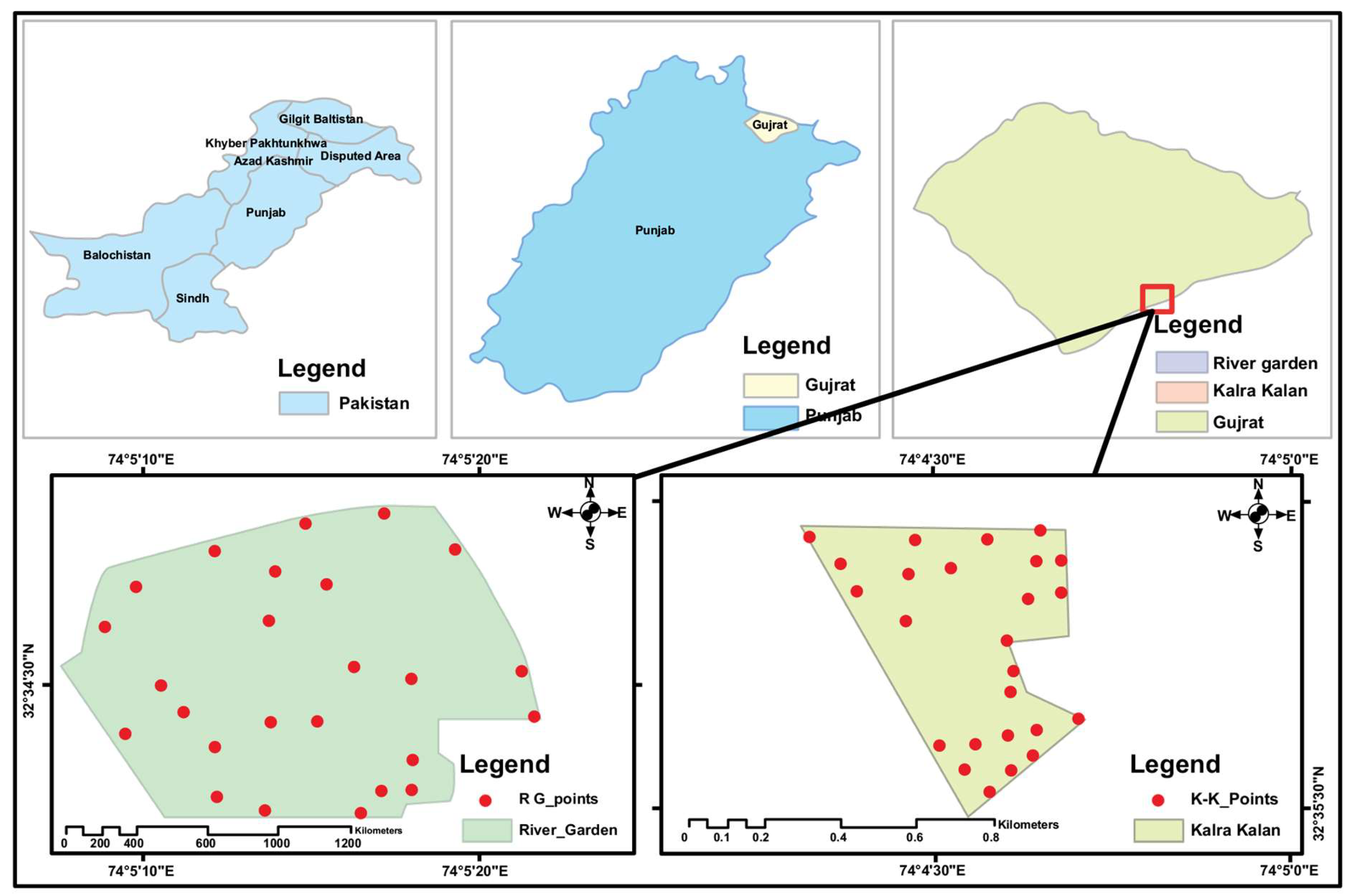 Figure 1: <p>Study area to accurately describe the rural (Kalra Kalan) and urban (River Garden) sampling sites.</p>